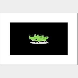 Green chibi cute alligator Posters and Art